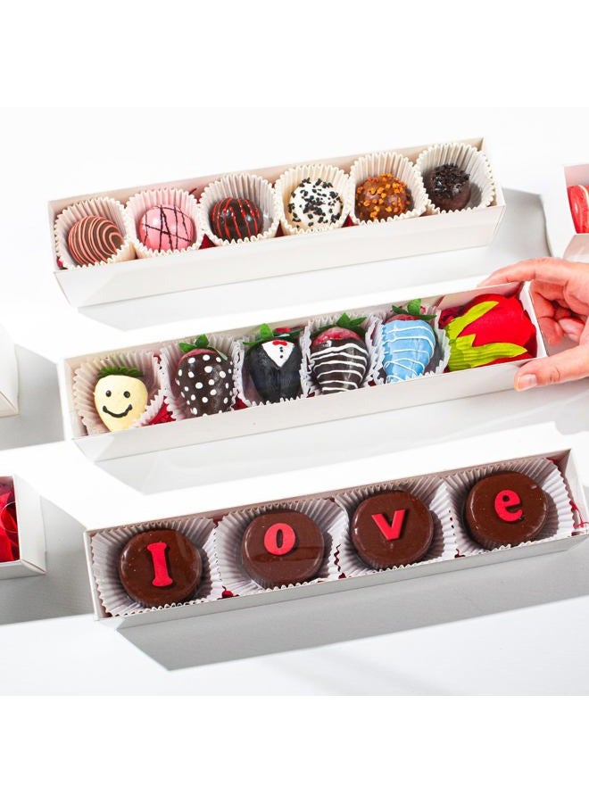 RomanticBaking 15 Pack Long Chocolate Covered Strawberry Boxes for 6 Macaron boxes for 12 Truffle Boxes Cocoa Bombs Boxes Cookies boxes Bakery Boxes(12x2¼x2 Inches) - Image 3