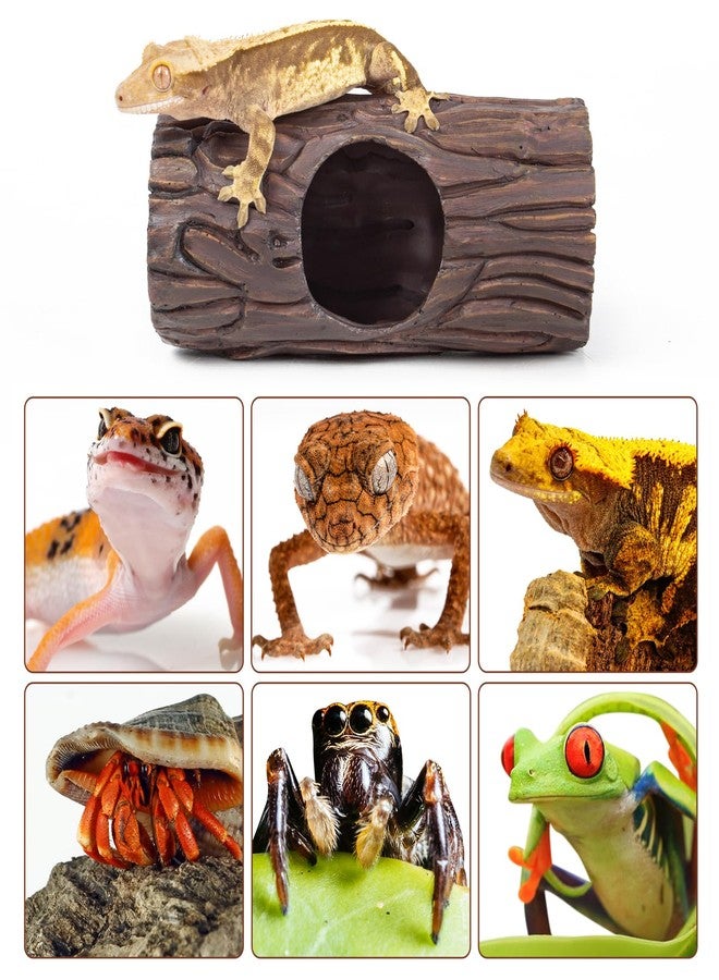 CAVACHEW Reptile Hide, Resin Hollow Log Hideout with 2pcs Powerful Suction Cup, Reptile Tank Accessories Climbing Toys Terrarium Hideaway Caves Decor for Gecko, Lizard, Snakes, Hermit Crabs, Forgs - Image 4