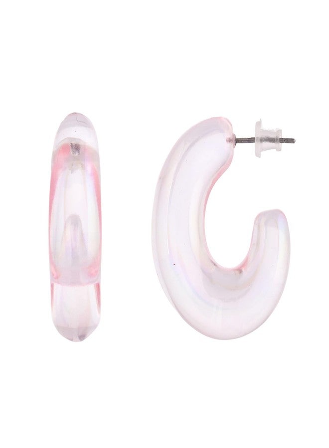 Voylla Resin Pink Candy Hoop Earrings For Women, Womens Hoops, Casual, Party, Valentines Gift For Her, Lover, Work And Office, Resin Earrings, Valentines day - Image 2