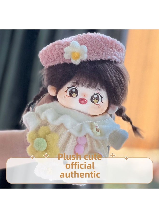 Generic - 20cm Cm Cotton Doll Clothes Suit Plush Toy Doll Daily Clothing Skirt Men's And Women's Doll Dress-up-Specifications:20cm Genuine Doll [can Write Greeting Cards On Your Behalf]-Color:Boned - Pudding + Cute Cat Claw Baby Clothes + Free Clothes Hanger + Birth Certificate + Curling Iron + Tools + Blush - Image 1