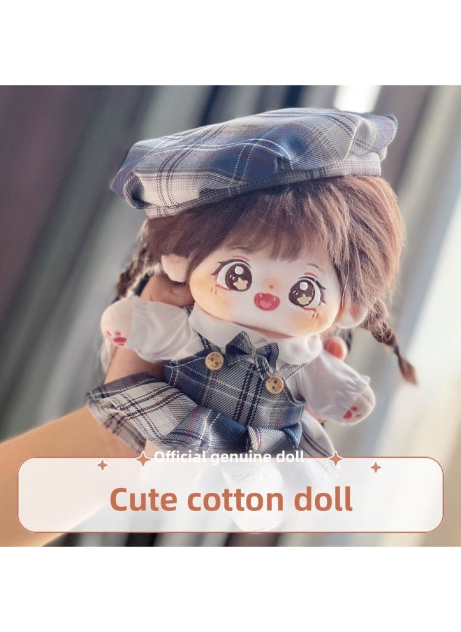 Generic - 20cm Cm Cotton Doll Clothes Suit Plush Toy Doll Daily Clothing Skirt Men's And Women's Doll Dress-up-Specifications:20cm Genuine Doll [can Write Greeting Cards On Your Behalf]-Color:Boned - Pudding + Cute Cat Claw Baby Clothes + Free Clothes Hanger + Birth Certificate + Curling Iron + Tools + Blush - Image 1