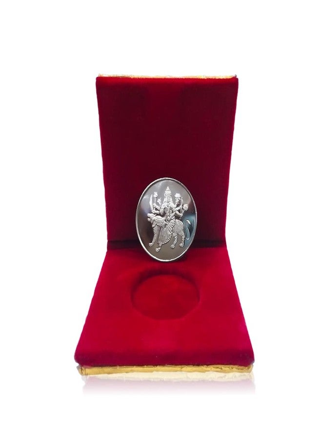 NINE10 German Silver Coins 10 Grams Silver Plated of Sherawali MATA for Diwali Gift Items for Men, Women, Staff, Customer, Clients, Corporate with Velvet Gift Box (Pack of 1) - Image 3