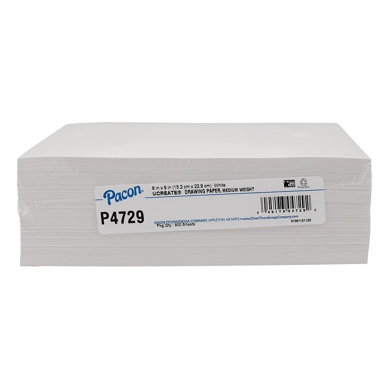 Pacon Pacon Drawing Paper White Medium Weight 50lb 6 x 9 500 Sheets