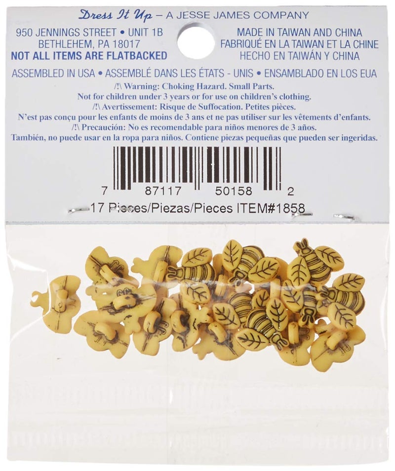 Dress It Up Tiny Bees 20ct Pack Button, Yellow - Image 4