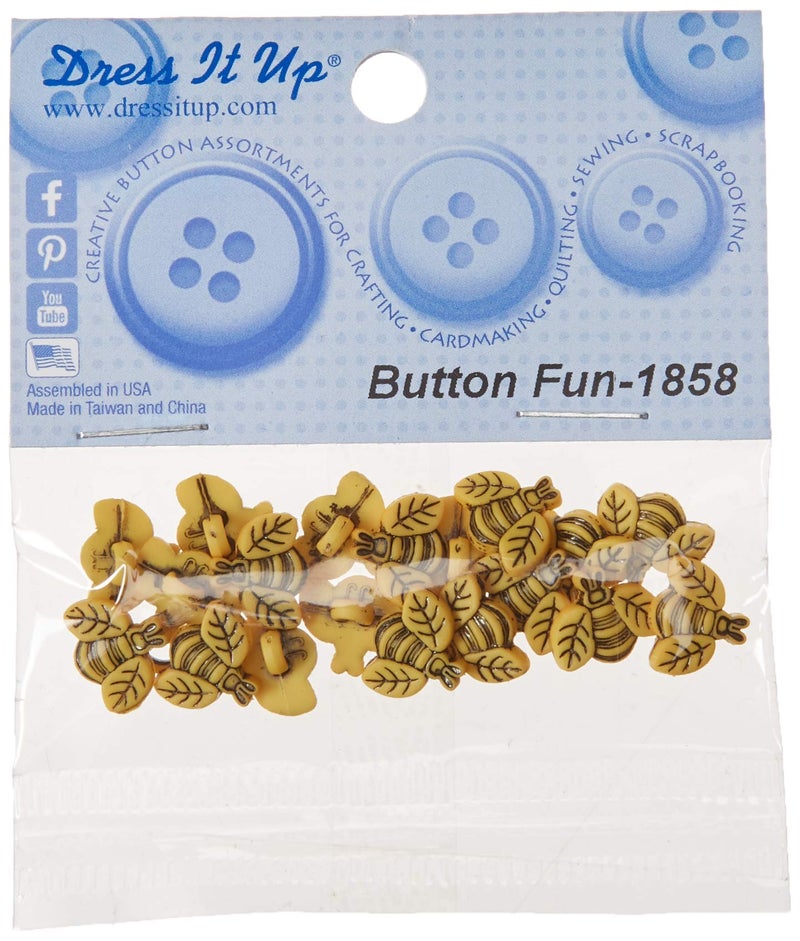 Dress It Up Tiny Bees 20ct Pack Button, Yellow - Image 3