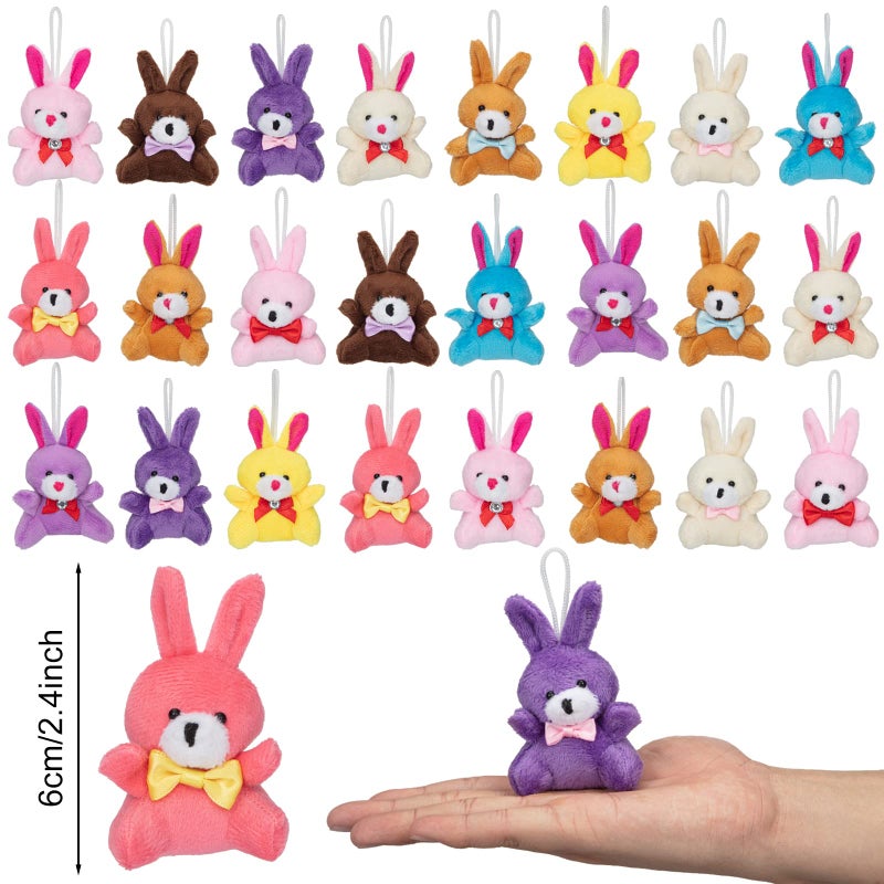 Lumiparty 24 Pcs Filled Easter Eggs with Plush Bunny,Colorful Easter Eggs Prefilled with Plush Bunnies,Plush Animals Stuffed Toy for Kids Toddlers Easter Egg Hunt,Easter Basket Stuffers and Easter Party Favors - Image 2