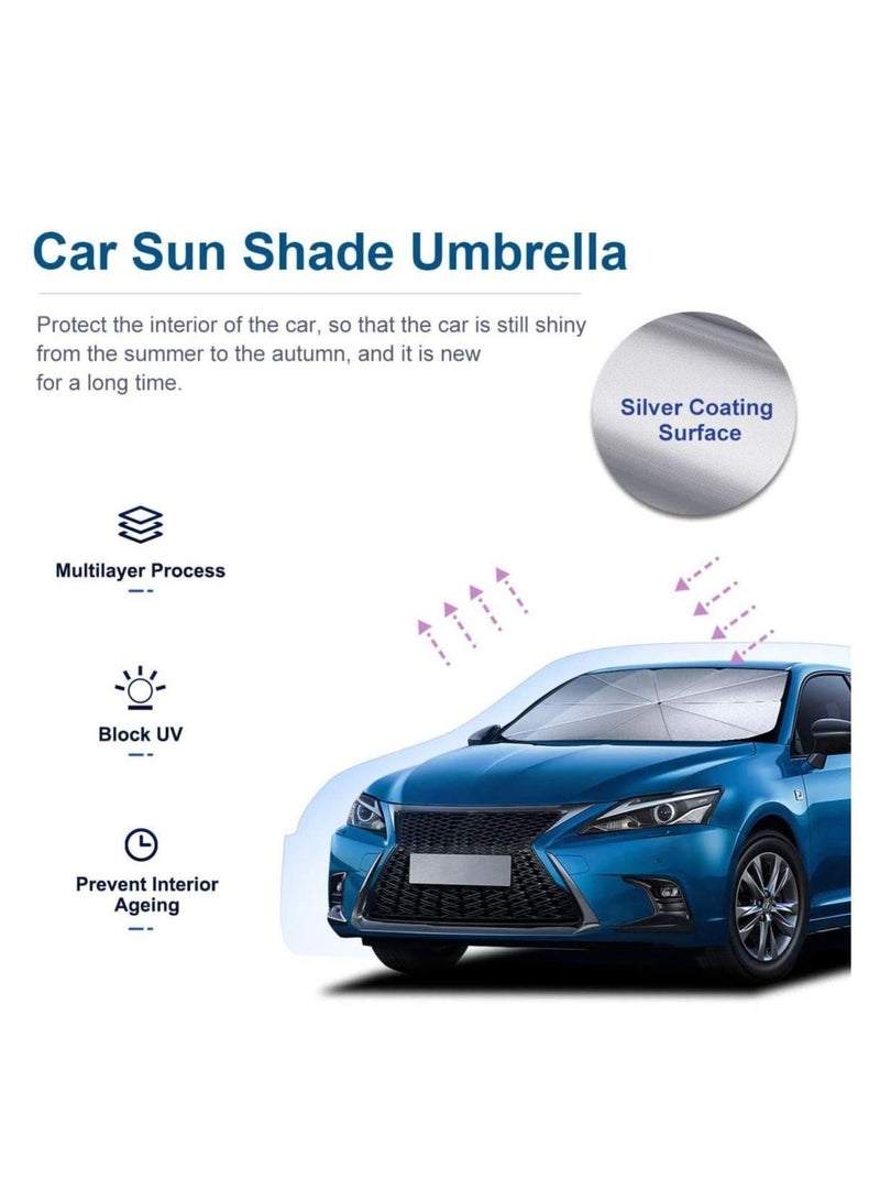 Car Windshield Sun Shade Umbrella,SUNACCL Foldable Car Sun Umbrella for Windshield Sun Protection Umbrella Front Sunscreen Visor Block UV Fits Most Vehicle Models - Image 2