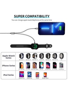 Generic Suitable For Apple Watch S7-S9 5W Fast Charging Wireless Charger Magnetic Wireless Charging Nylon Braided Charging Cable-Specifications:TPE Single Line C Port  - Image 2