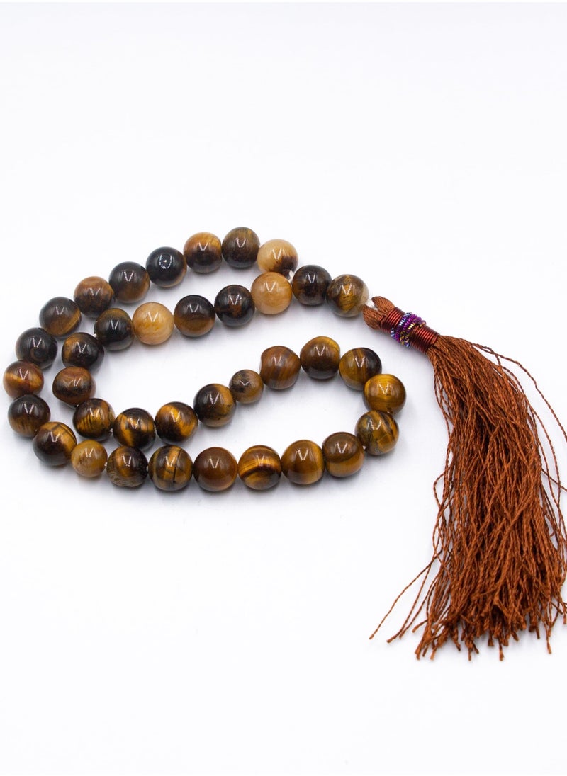 Alpine Crystals UAE - Tasbih Muslim Prayer Beads Made with Natural Tiger Eye Crystals Beads for Daily Misbaha and Meditation - prayer beads - Image 1