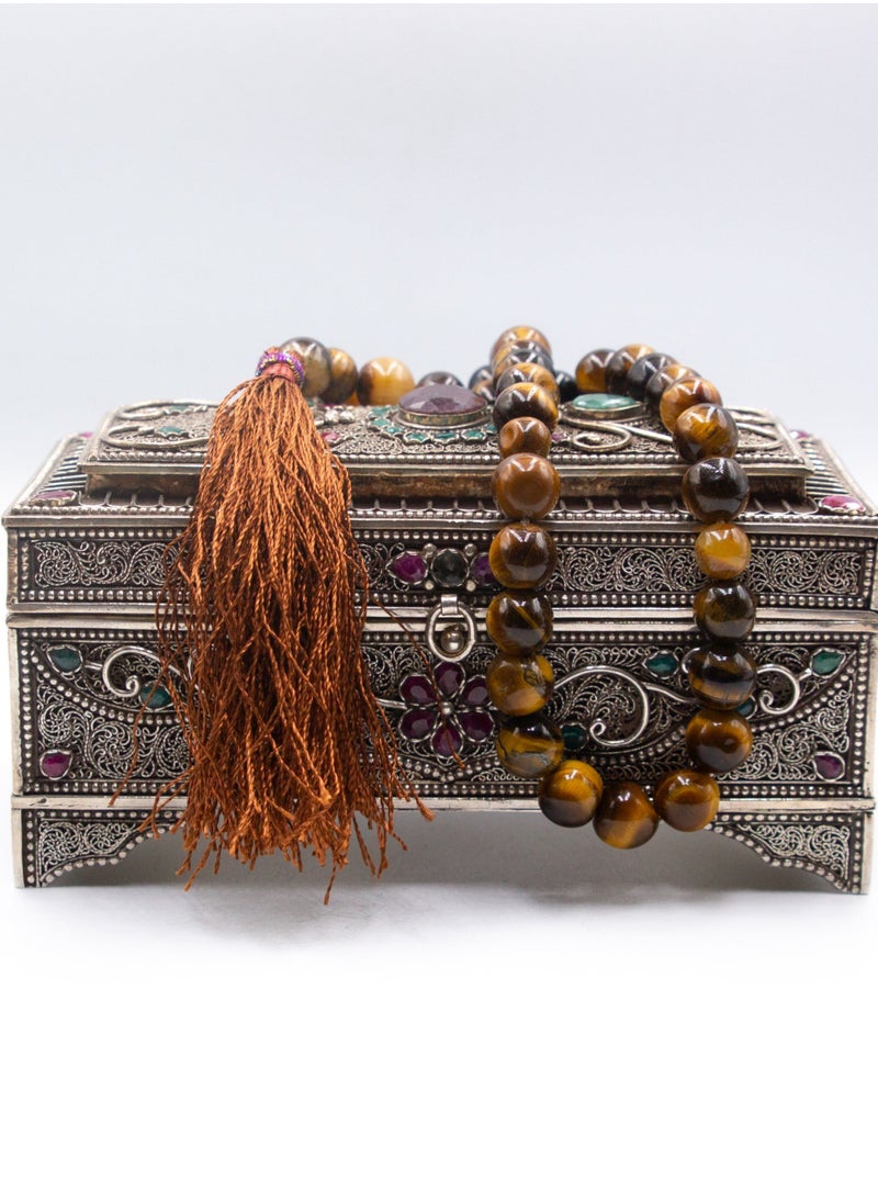 Alpine Crystals UAE - Tasbih Muslim Prayer Beads Made with Natural Tiger Eye Crystals Beads for Daily Misbaha and Meditation - prayer beads - Image 1