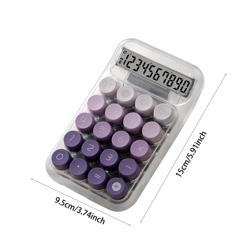 Purple Mechanical Calculator Anti Slip Desk Keyboard with Transparent Aesthetic for Office Home School - Image 3