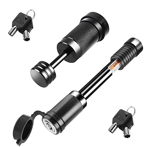 METOWARE Keyed Alike Hitch Lock& Coupler Lock Set, 5/8" Dia 3-1/2” Long Trailer Hitch Locks for Class III IV 2" & 2-1/2" Receiver, Dia 1/4" Trailer Coupler Lock with 7/8" Span Fits Latch-Type Couplers - Image 1