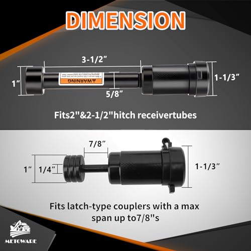 METOWARE Keyed Alike Hitch Lock& Coupler Lock Set, 5/8" Dia 3-1/2” Long Trailer Hitch Locks for Class III IV 2" & 2-1/2" Receiver, Dia 1/4" Trailer Coupler Lock with 7/8" Span Fits Latch-Type Couplers - Image 3