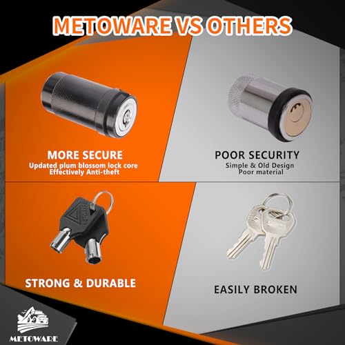 METOWARE Keyed Alike Hitch Lock& Coupler Lock Set, 5/8" Dia 3-1/2” Long Trailer Hitch Locks for Class III IV 2" & 2-1/2" Receiver, Dia 1/4" Trailer Coupler Lock with 7/8" Span Fits Latch-Type Couplers - Image 4