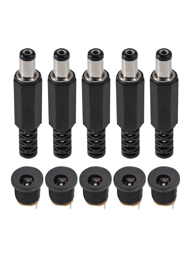5Pcs 5.5mm x 2.1mm DC Male Power Plug Solder Power Jack Adapter Connector with 5Pcs DC Power Jack 5.5mm x 2.1mm 3 Pin Female DC Barrel Jack Panel Mount Connector - Image 1