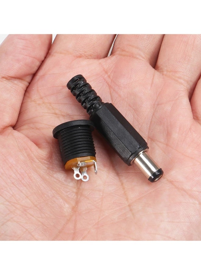 5Pcs 5.5mm x 2.1mm DC Male Power Plug Solder Power Jack Adapter Connector with 5Pcs DC Power Jack 5.5mm x 2.1mm 3 Pin Female DC Barrel Jack Panel Mount Connector - Image 2