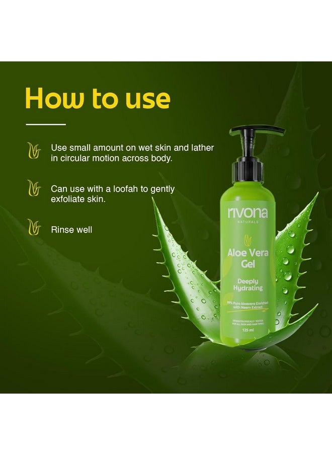RIVONA NATURALS - 99% Pure Aloe Vera Gel For Face,Hair, Skin & Nail | Moisturizing, Soothing & Hydrating | Multipurpose Gel |100% Natural Extract | Dermatologically Tested |All Skin Types 125 Ml - Image 1