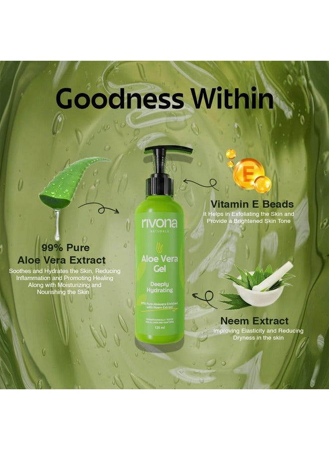 RIVONA NATURALS - 99% Pure Aloe Vera Gel For Face,Hair, Skin & Nail | Moisturizing, Soothing & Hydrating | Multipurpose Gel |100% Natural Extract | Dermatologically Tested |All Skin Types 125 Ml - Image 1