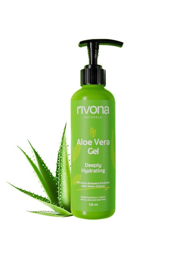 RIVONA NATURALS - 99% Pure Aloe Vera Gel For Face,Hair, Skin & Nail | Moisturizing, Soothing & Hydrating | Multipurpose Gel |100% Natural Extract | Dermatologically Tested |All Skin Types 125 Ml - Image 1