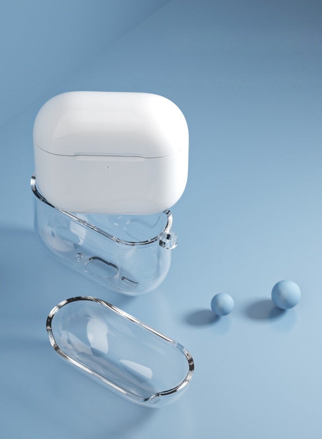 Clear Protective Case with Carabiner Wireless Charging Compatible with Apple AirPods 4 Shock Resistant Full Earphone Cover Reduced Yellowing - Image 3
