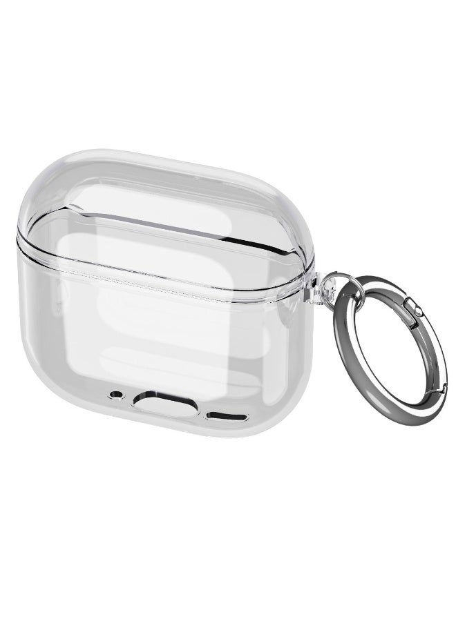 Clear Protective Case with Carabiner Wireless Charging Compatible with Apple AirPods 4 Shock Resistant Full Earphone Cover Reduced Yellowing - Image 1