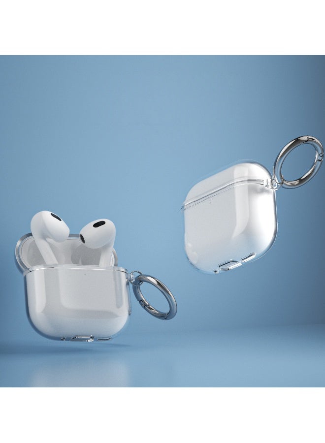 Clear Protective Case with Carabiner Wireless Charging Compatible with Apple AirPods 4 Shock Resistant Full Earphone Cover Reduced Yellowing - Image 2