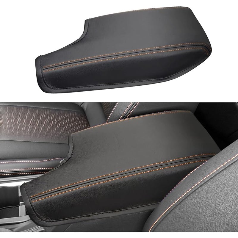 INTGET Car Center Console Armrest Cover for Subaru Crosstrek Accessories 2018 2019 2020 2021 2022 2023 Impreza 2017-2023 Leather Arm Rest Box Lid Middle Console Cover Seat Protector(Orange Stitches) - Image 1