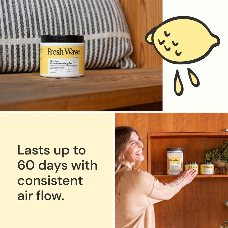 Fresh Wave Lemon Odor Removing Gel, 15 oz. | Odor Absorbers for Home | Safer Odor Relief | Natural Plant-Based Odor Eliminator | Every 15 oz. lasts 30-60 Days | For Cooking, Trash & Pets - Image 3