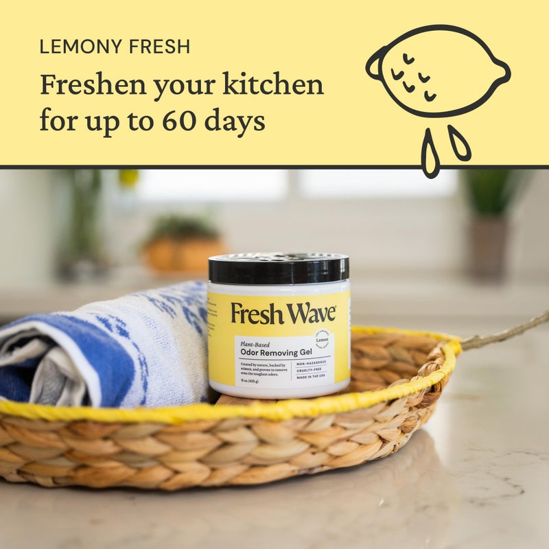 Fresh Wave Lemon Odor Removing Gel, 15 oz. | Odor Absorbers for Home | Safer Odor Relief | Natural Plant-Based Odor Eliminator | Every 15 oz. lasts 30-60 Days | For Cooking, Trash & Pets - Image 5