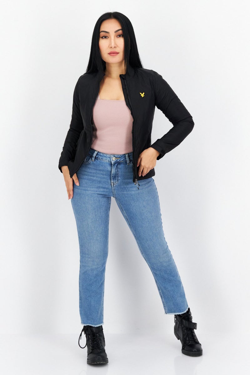 Lyle & Scott Women Brand Logo Windbreaker Jackets, Black - Image 4