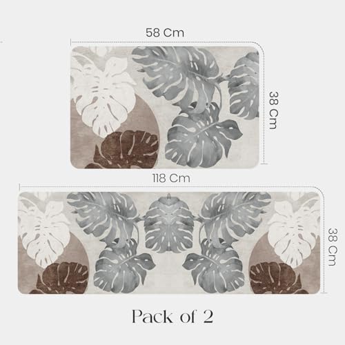 Glaceon Anti Fatigue Kitchen Mat 2PCS,Farmhouse Kitchen Rugs Non-Slip,Vintage Kitchen Mats for Floor,Comfort Standing Mat for Laundry,Office,Sink,Desk (GL-01) - Image 4