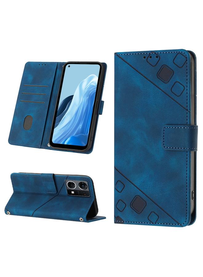 اس-توب جراب لهاتف OPPO Reno7 4G / F21 Pro، جراب هاتف من الجلد المنقوش بملمس الجلد - Image 1