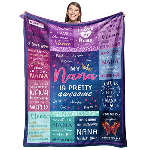 Gevuto Nana Gifts Blanket 50" X 60" - Birthday Gifts for Nana - Nana Gifts from Grandkids - Grandma Gifts for Mothers Day - Nana Birthday Gifts - Gigi Gifts for Grandma - Best Nana Ever Gifts - Image 1