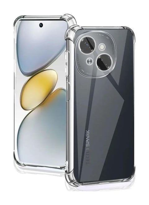 Clear Case Compatible with Tecno SPARK Go 1, Slim Fit TPU Transparent Soft Back Cover with 4 Corner Shockproof Airbag and Camera Lens Protection