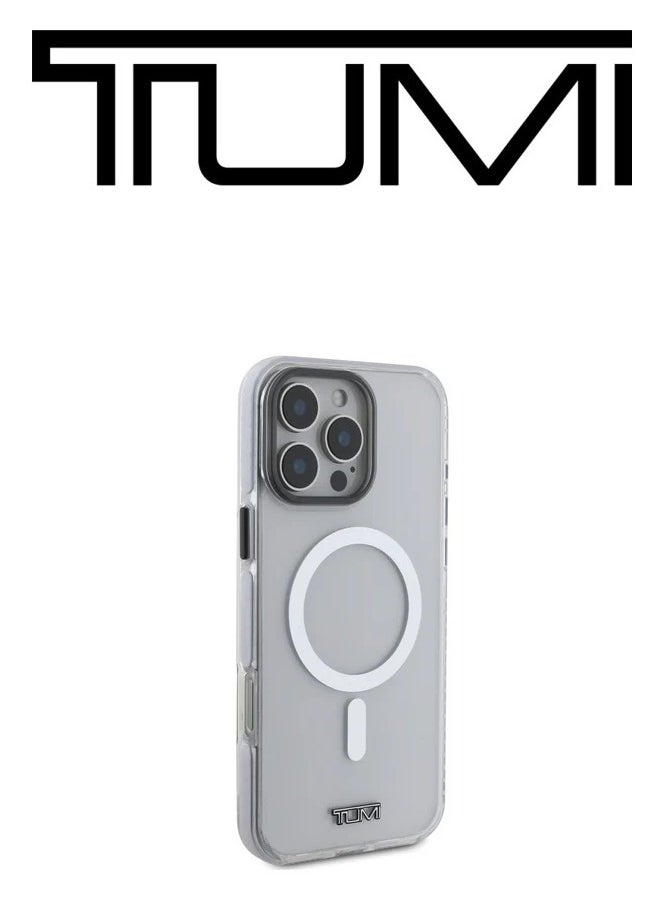 CG MOBILE Back case for iPhone 16 Pro, supports wireless charging MagSafe, French design, Clear color, original logo approved by the global brand TUMI. From CG Mobile.  - Image 1