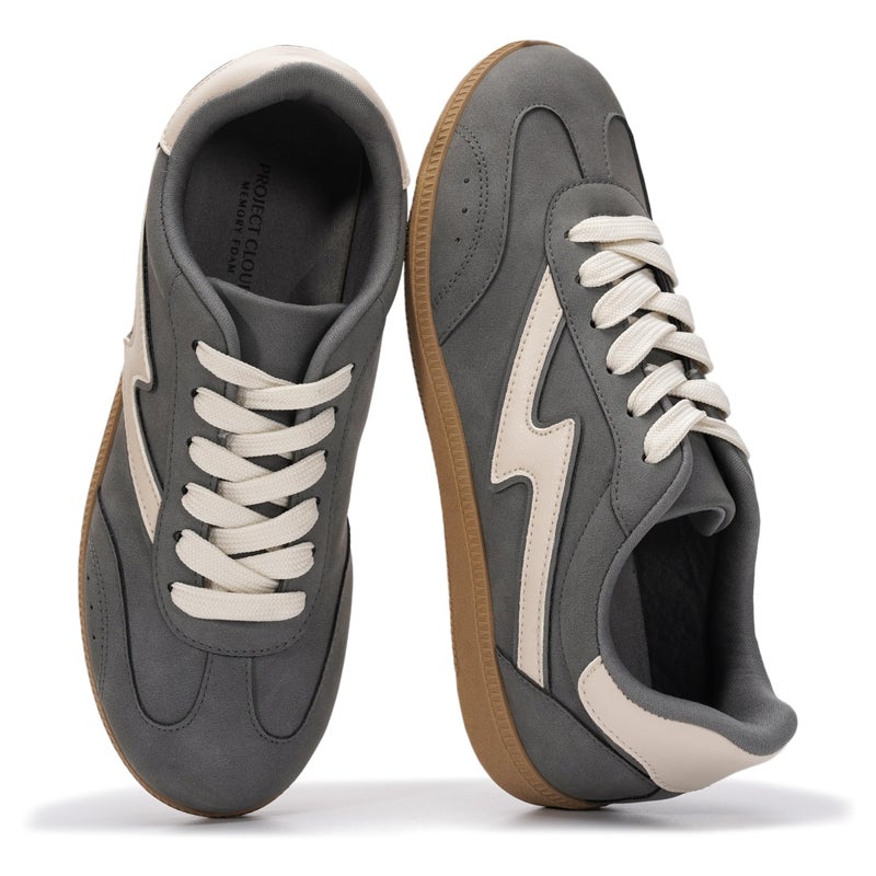 Project Cloud Fashion Sneakers for Women 2026 - Lace-Up Shoes Trendy Women Sneakers with Memory Foam Insole Women's Fashion Sneakers Non-Slip Womens Shoes (Irita, Grey,9) - Image 1