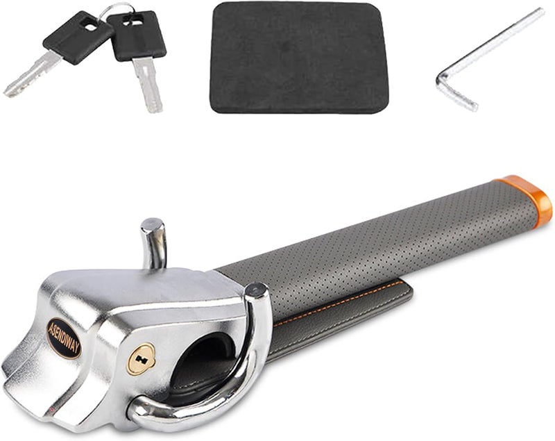 ASENDIWAY Steering Wheel Lock Universal Anti-Theft Device Heavy Duty Security Car Lock for Vehicle Auto Truck SUV Van with 2 Keys Gray - Image 1