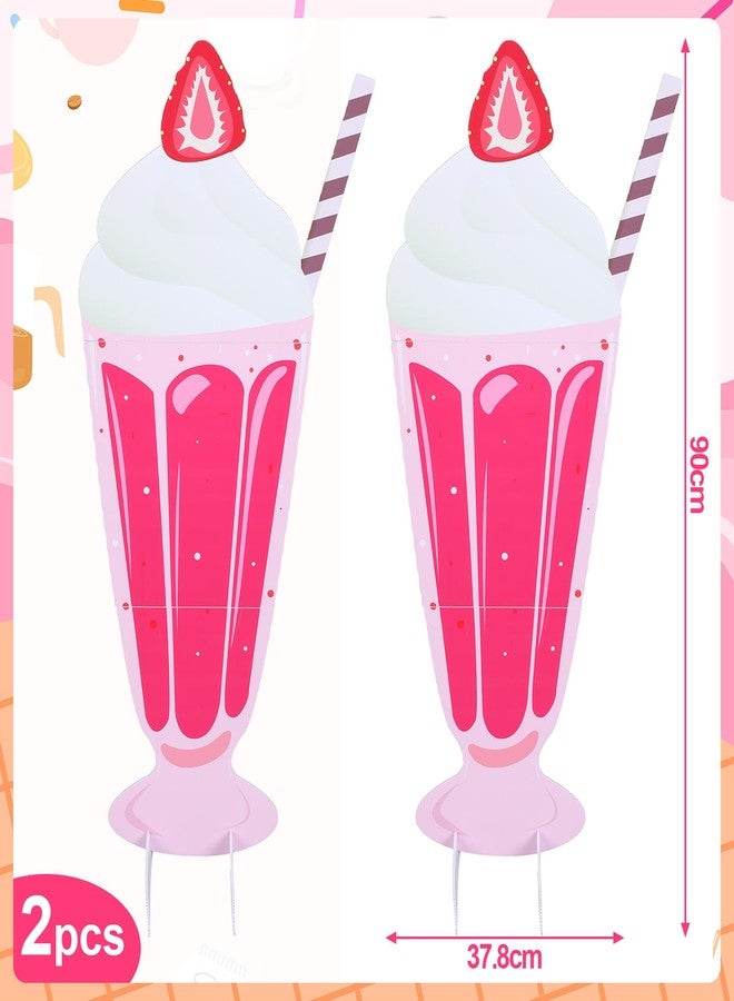 RoundFunny 2 Pieces 36 Inch Life Size Large Ice Cream Stand up Dessert Centerpieces 50's Theme Party Props Decorations for Ice Cream Soda Shop Accessory - Image 3
