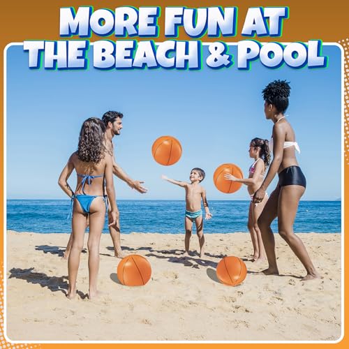 Bedwina Inflatable Basketballs (Pack of 12) 16-inch Beach Balls for Pool Beach Toys & Basketball Party Favors for Kids Sports Themed Birthday Party Decorations, Outdoor Backyard Summer Pool Games Supplies - Image 5