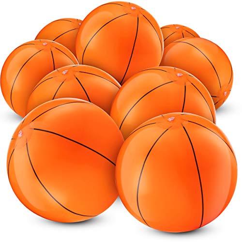 Bedwina Inflatable Basketballs (Pack of 12) 16-inch Beach Balls for Pool Beach Toys & Basketball Party Favors for Kids Sports Themed Birthday Party Decorations, Outdoor Backyard Summer Pool Games Supplies - Image 1