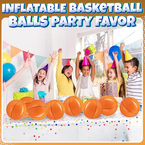Bedwina Inflatable Basketballs (Pack of 12) 16-inch Beach Balls for Pool Beach Toys & Basketball Party Favors for Kids Sports Themed Birthday Party Decorations, Outdoor Backyard Summer Pool Games Supplies - Image 4