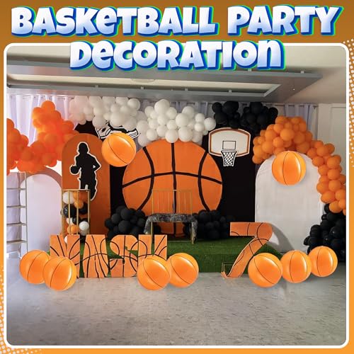 Bedwina Inflatable Basketballs (Pack of 12) 16-inch Beach Balls for Pool Beach Toys & Basketball Party Favors for Kids Sports Themed Birthday Party Decorations, Outdoor Backyard Summer Pool Games Supplies - Image 3