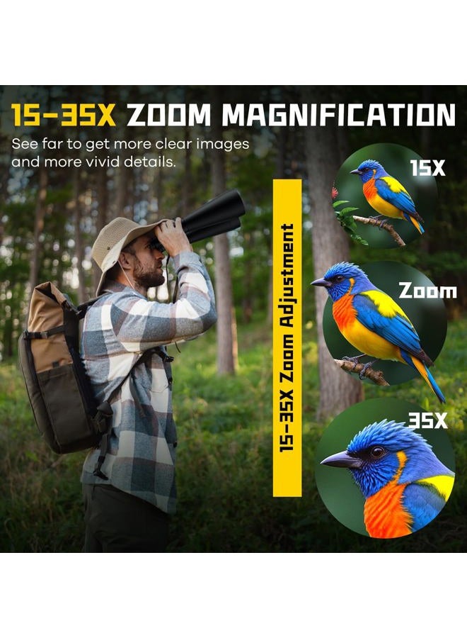 Flyant 15-35x70 Binoculars for Adults High Powered, 35x HD Zoom for Stargazing & Bird Watching, Waterproof Binocular with Tripod Adapter, Ideal Essentials for Cruise Ship, Travel, Camping, Outdoor, Hunting - Image 3