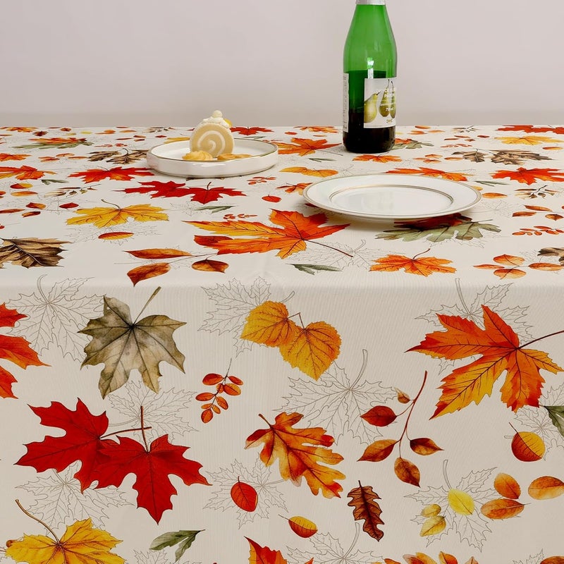 Arquiel Maple Leaf Fall Tablecloth Waterproof Thanksgiving Table Cloth Rectangle Stain Resistant Fabric Table Cloths for Kitchen Table Party Picnic Dinner Decor 60 x 84 Inch - Image 2