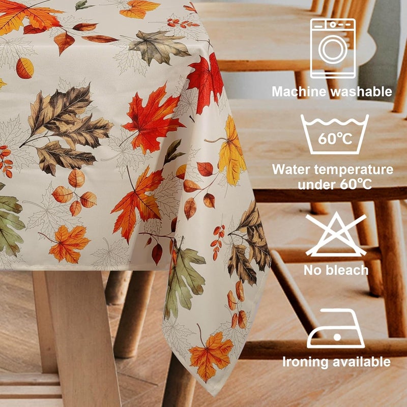 Arquiel Maple Leaf Fall Tablecloth Waterproof Thanksgiving Table Cloth Rectangle Stain Resistant Fabric Table Cloths for Kitchen Table Party Picnic Dinner Decor 60 x 84 Inch - Image 5