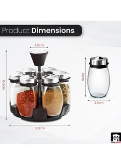 Home Smart Revolving Spice Rack Spinner CounterTop | Glass Jar Bottles Set of 7 Pcs for Herbs, Salt and More with Rotating Holder | Spice Storage by Home Smart  - Image 3