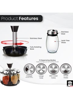 Home Smart Revolving Spice Rack Spinner CounterTop | Glass Jar Bottles Set of 7 Pcs for Herbs, Salt and More with Rotating Holder | Spice Storage by Home Smart  - Image 2