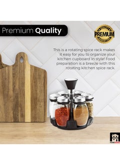 Home Smart Revolving Spice Rack Spinner CounterTop | Glass Jar Bottles Set of 7 Pcs for Herbs, Salt and More with Rotating Holder | Spice Storage by Home Smart  - Image 5