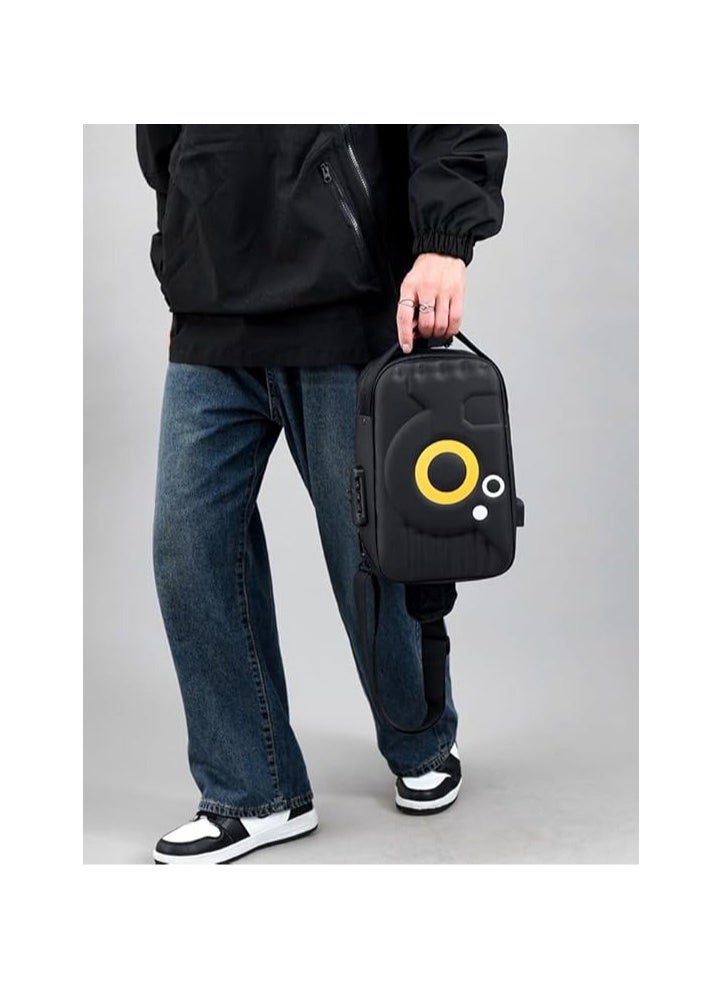 QSHOP Luxury Quality Anti-Theft Crossbody Bag Large Capacity Waterproof with USB Port Multi Pockets Handbag Shoulder Bag Password Lock Waterproof Travel Bag for Men Women  - Image 3