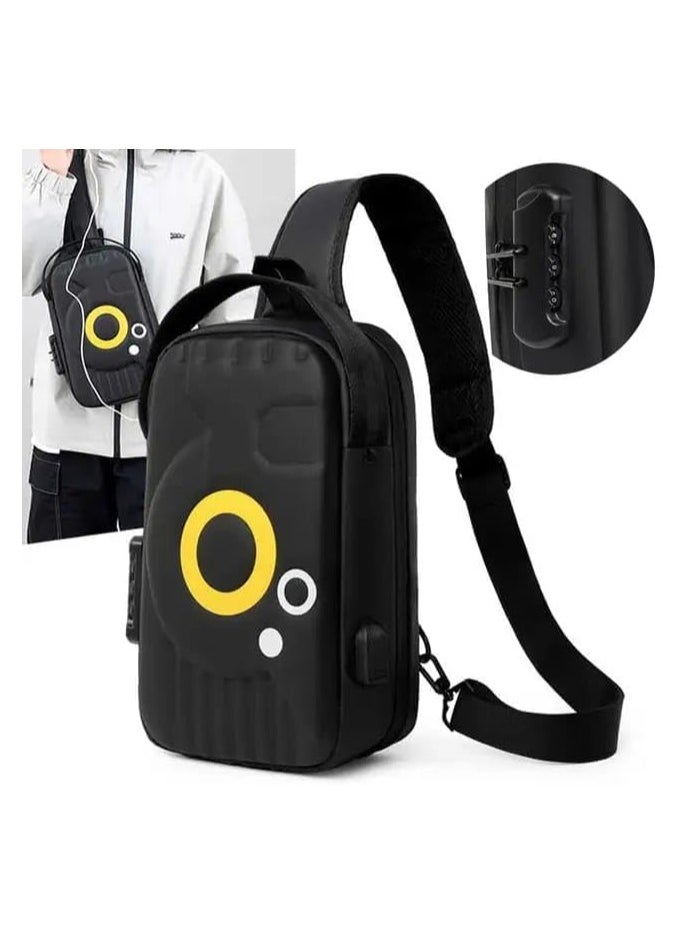 QSHOP Luxury Quality Anti-Theft Crossbody Bag Large Capacity Waterproof with USB Port Multi Pockets Handbag Shoulder Bag Password Lock Waterproof Travel Bag for Men Women  - Image 4